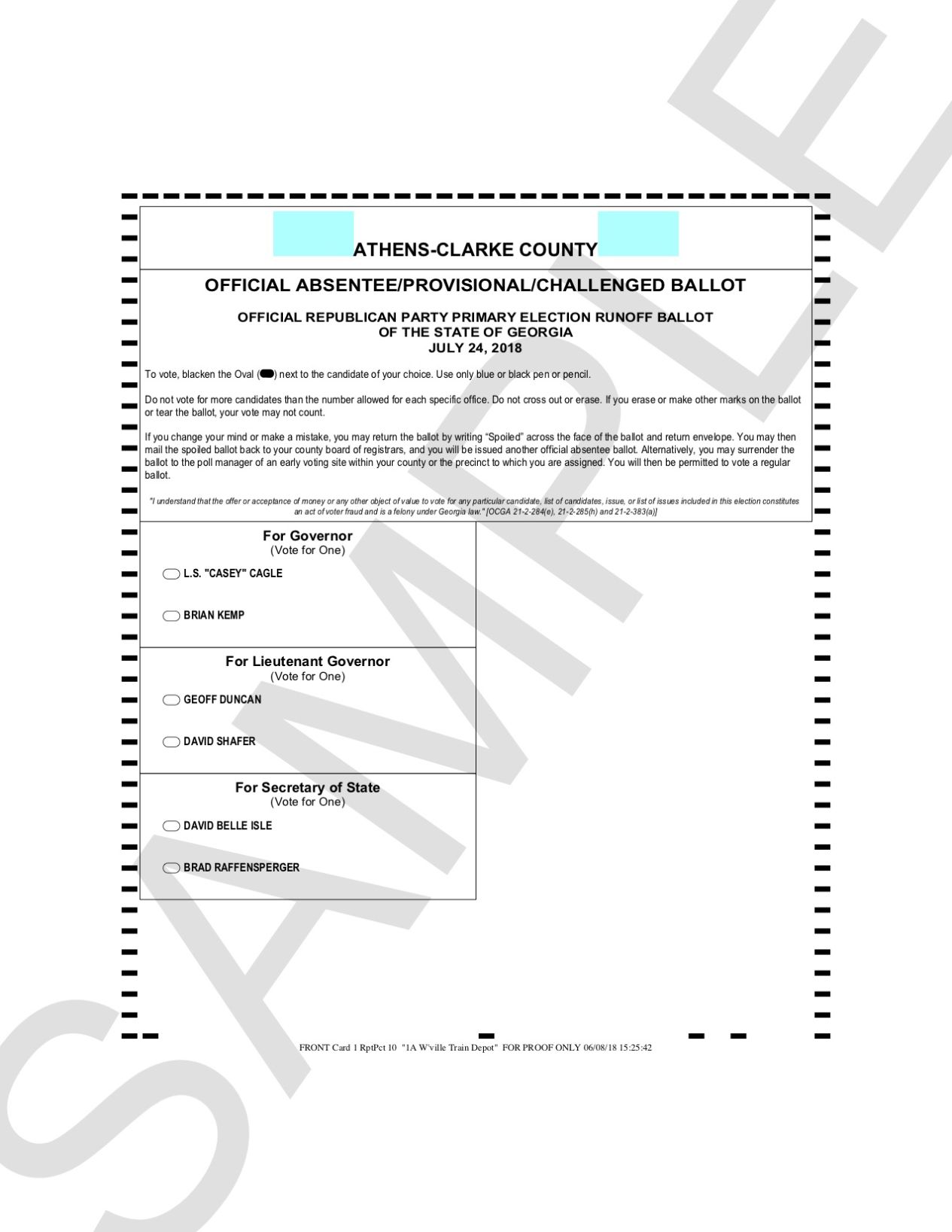 GOP Runoff Ballot
